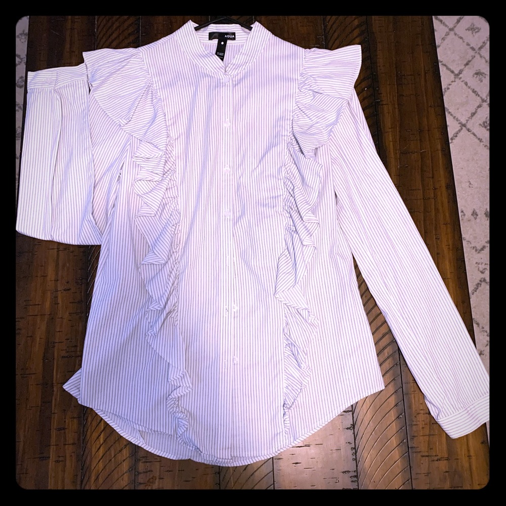 Aqua from Bloomingdales button up ruffle top - S